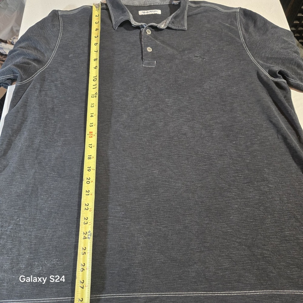 Tommy Bahama Men collard shirt gray XXL short sleeve